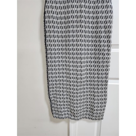 Authentic Fendi Zucca Jacquard Knit Bodycon Midi Dress Medium size White/Black - Picture 14 of 15